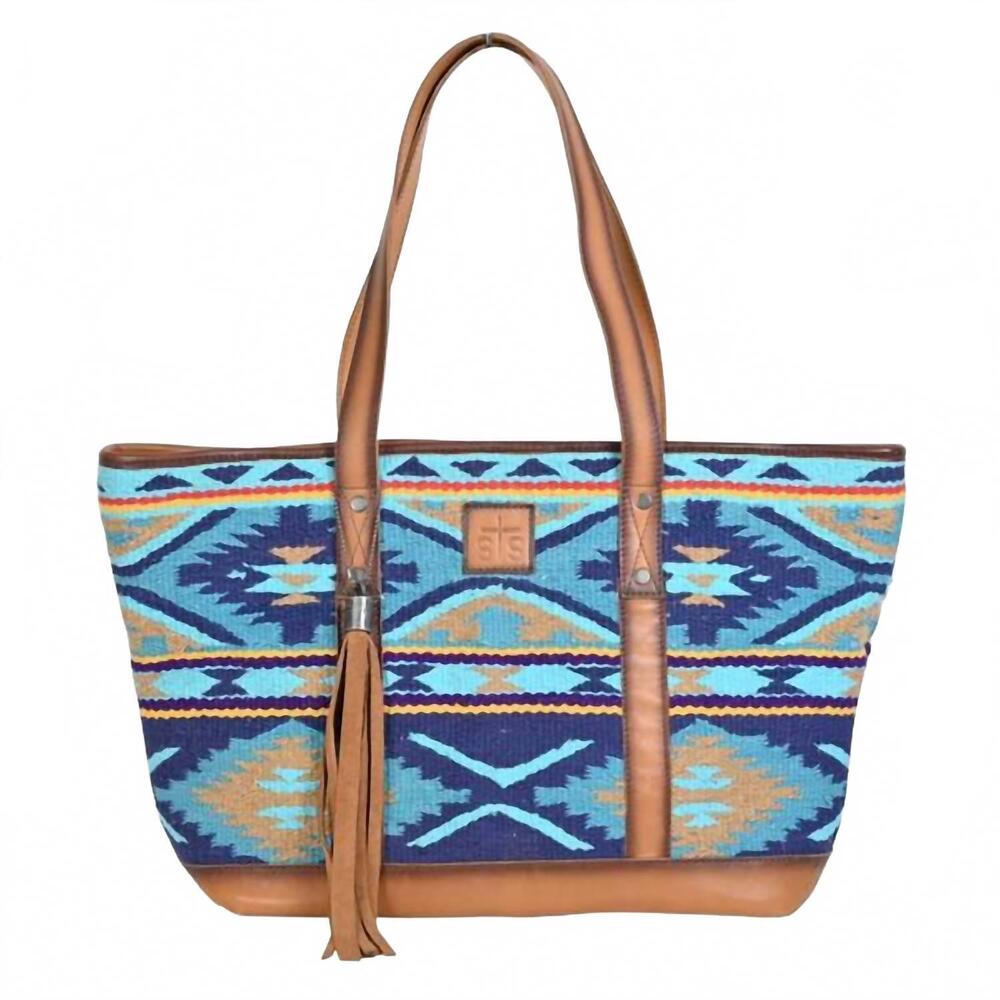 NEW STS RANCHWEAR women's mojave sky tote bag in blue serape pattern